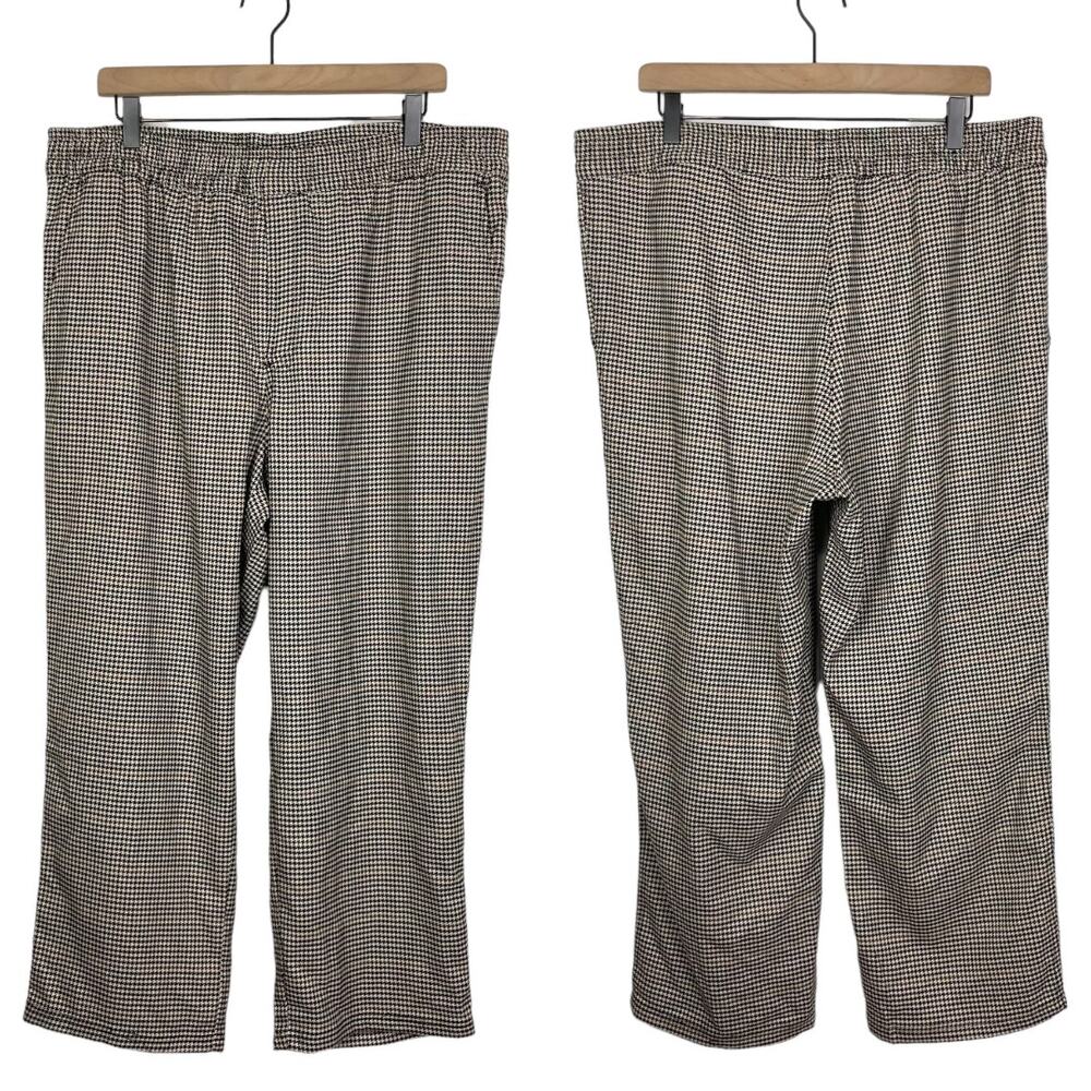 H&M | NWT Beige Brown Houndstooth Pull On High Waist Wide Leg Cropped Pants